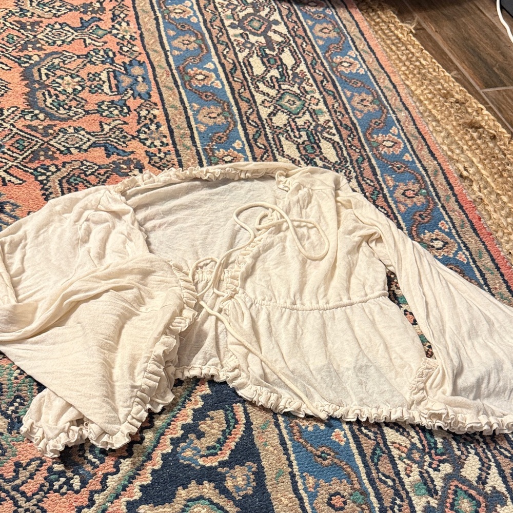 Urban Outfitters Cream Tie-Front Blouse
